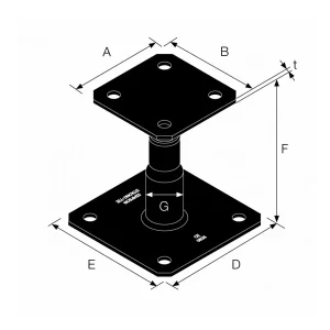 Simpson Strong-Tie Pied De Poteau Réglable Noir – Hauteur 100 à 150 Mm – Platine 100x100mm Et 130x130mm 7