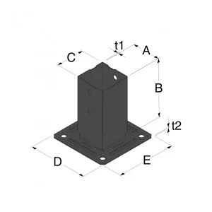 Simpson Strong-Tie Pied De Poteau Carré De Jardin – PPJBT70PB Pour Poteau 70×70 Mm – Acier S235JR Finition Noire 7