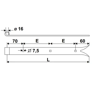 Torbel Penture Queue De Carpe Percée 40 X 6 Mm Gond 16 Mm Longueur 1200 Mm 7