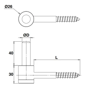 Gond à Vis Bois Torbel Inox Et Laiton Diamètre 14 Mm Longueur 80 Mm 7