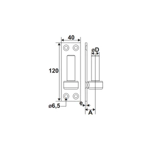 Torbel Gond Sur Plaque 40x120mm Diamètre 16mm Avec Trous Fraisés Zingué Blanc 6