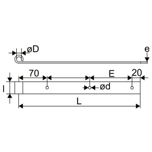 Penture Droite Percée Acier Blanc Torbel Gond 16 Mm Longueur 1000 Mm 9