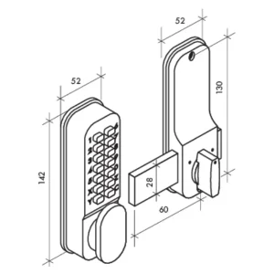 Thirard Verrou à Code Mécanique Avec Pêne Dormant En Applique – Réversible – Pour Porte épaisseur 32 à 55 Mm 6