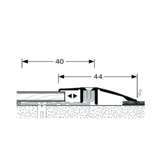 Seuil De Porte Percé PPS Romus Alu Gris Pour Dénivelé 7 à 15 Mm 1250 7